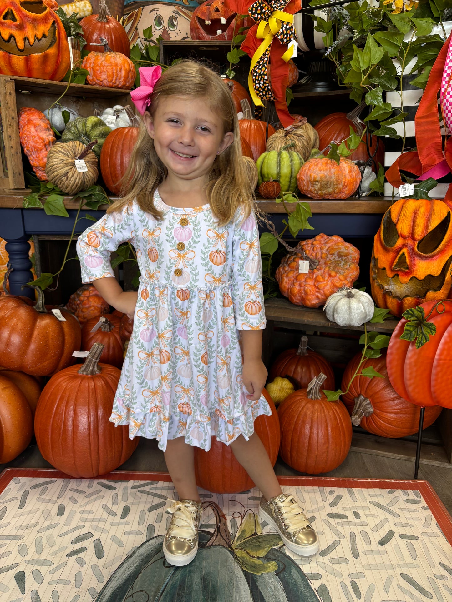 Pumpkin coquette girls dress