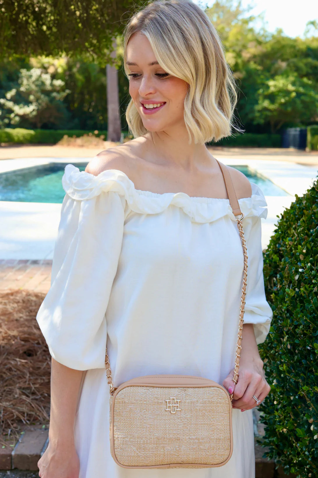 Bryce Crossbody Natural Lattice Tan