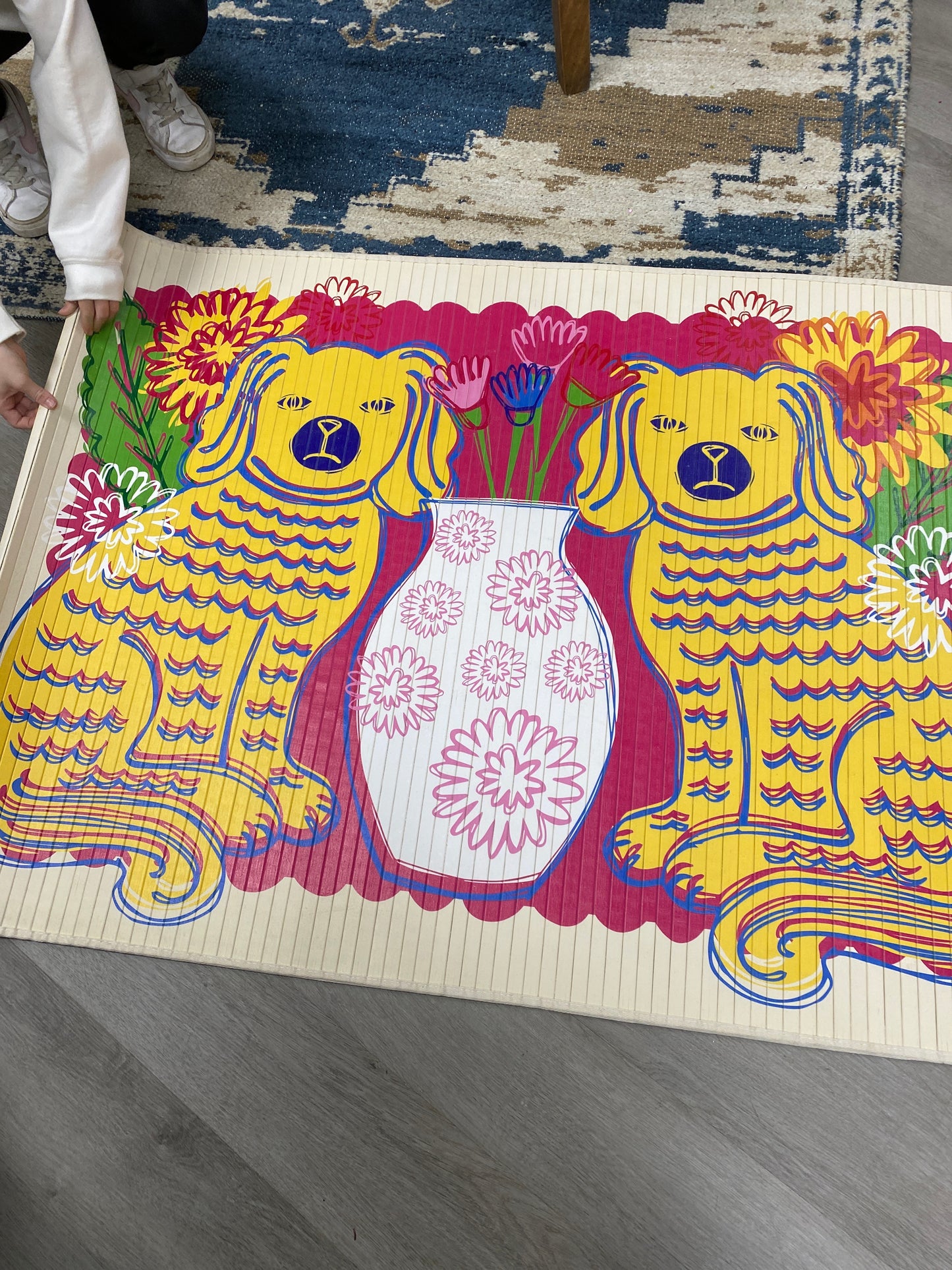 47x35 Bamboo Mat Staffy Dogs