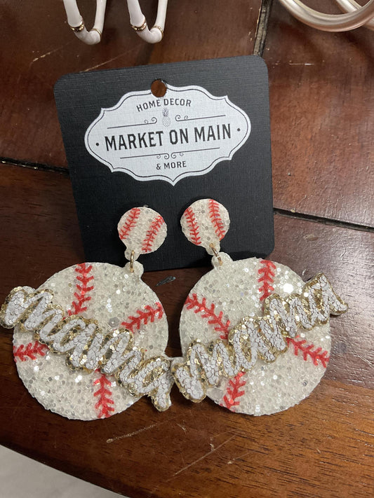 Baseball mama earrings