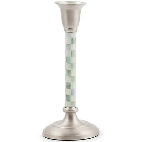 Sterling check small enamel candlestick
