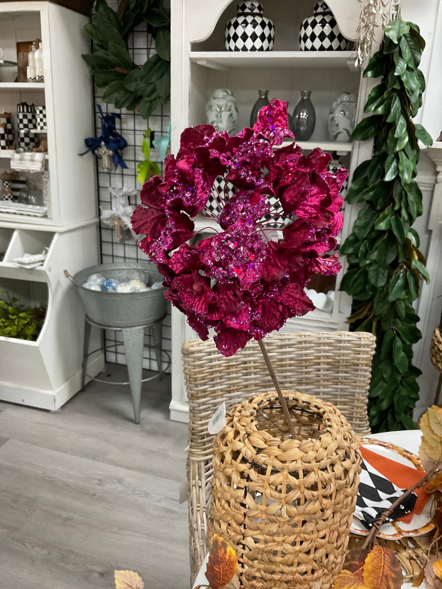 24" CRYSTAL ENCRUSTED HYDRANGEA STEM