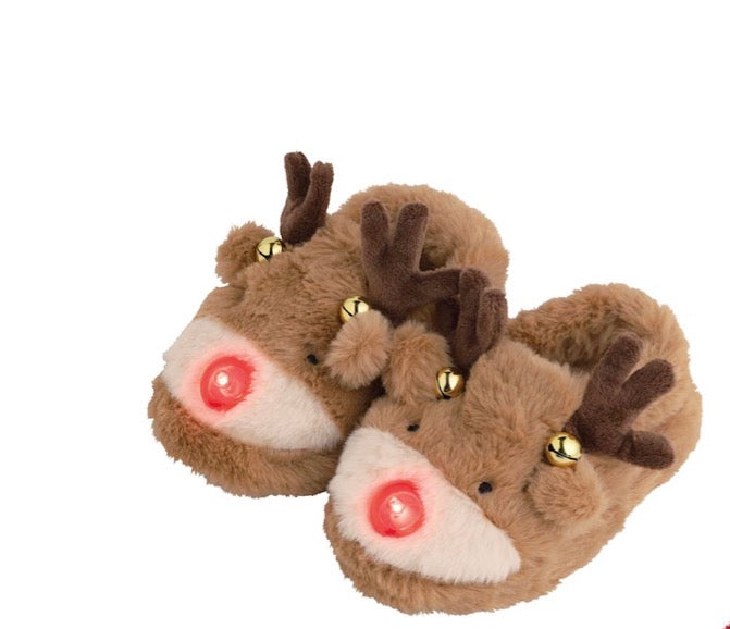 REINDEER LIGHT-UP CHRISTMAS SLIPPERS