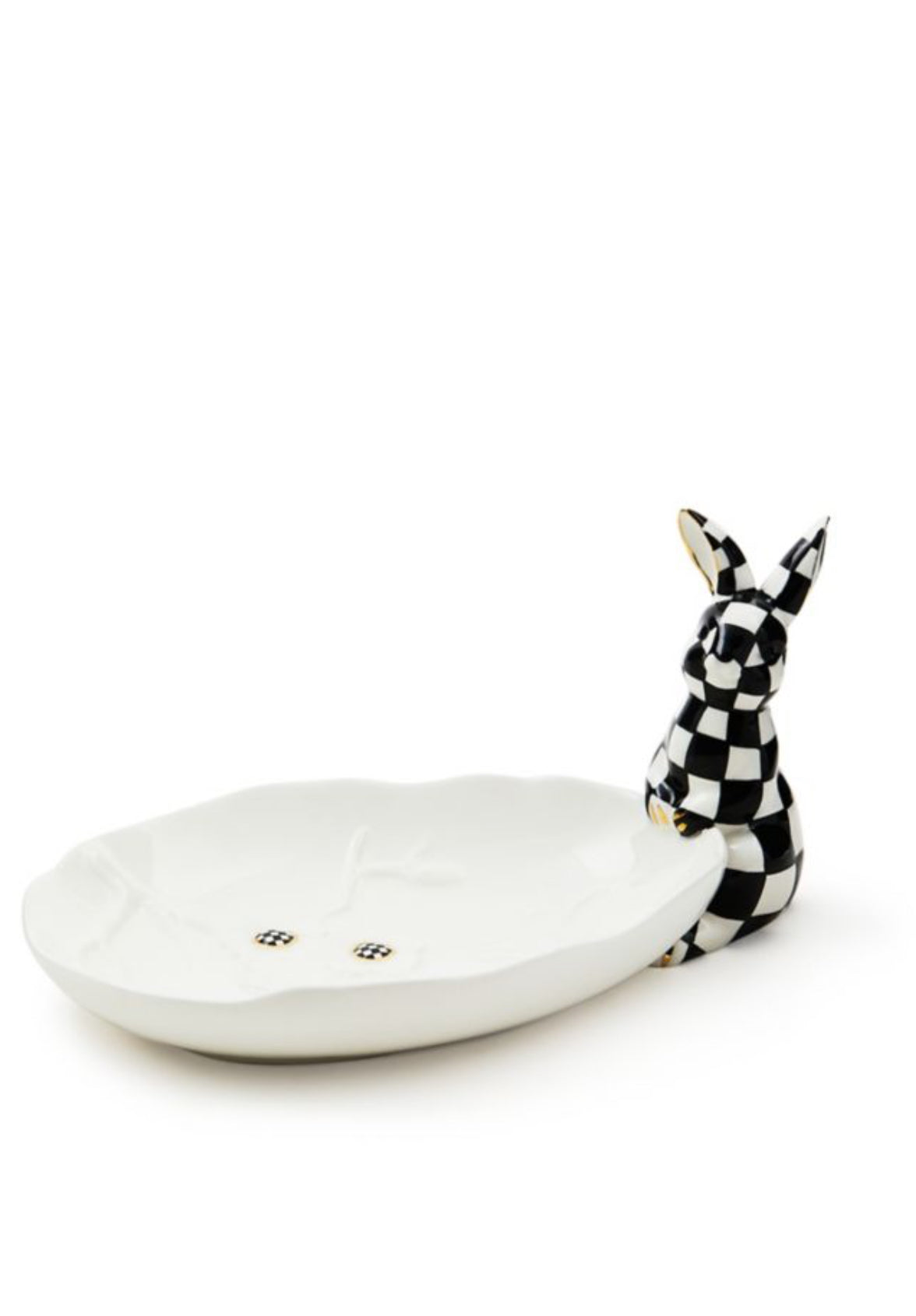 white rabbit ceramic trinket tray