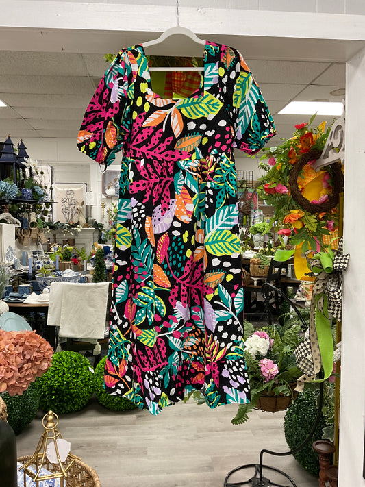 Gentry printed midi dress black