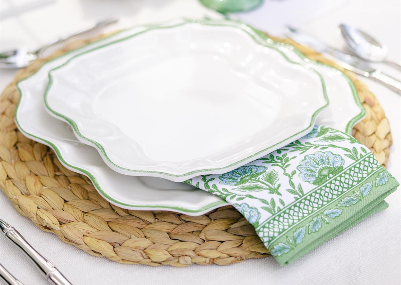 Green floral pattern napkins