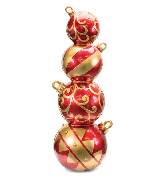 RED AND GOLD ORNAMENT STACK 48”H