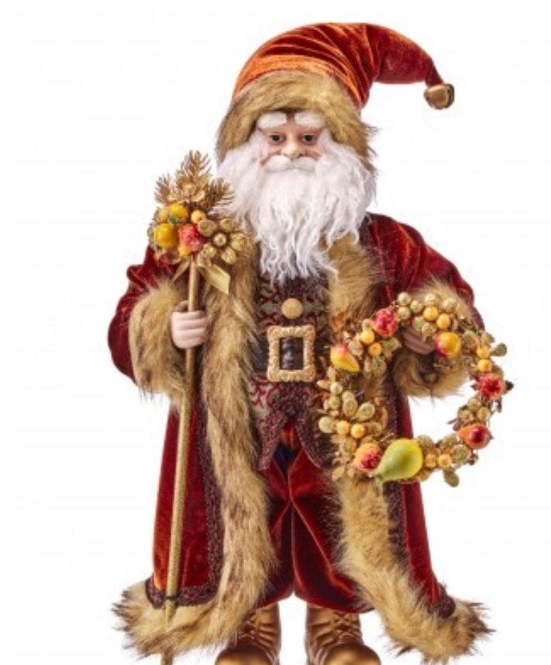 20" CHARLESTON SANTA W/FRUIT WREATH