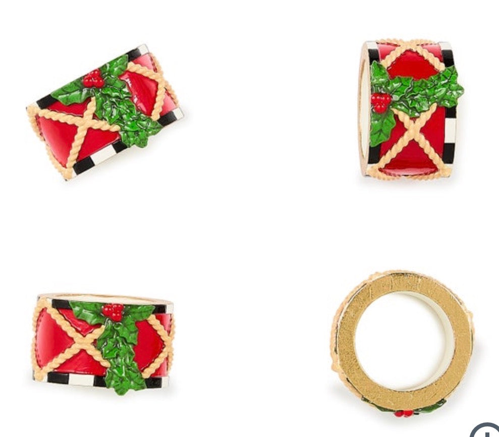 Toyland Drum Napkin Rings, Set Of 4