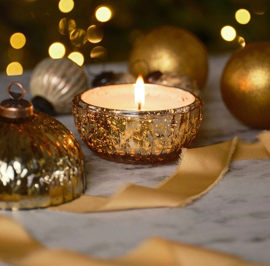 Holiday Champagne - Plaid Ornament Glass Candle