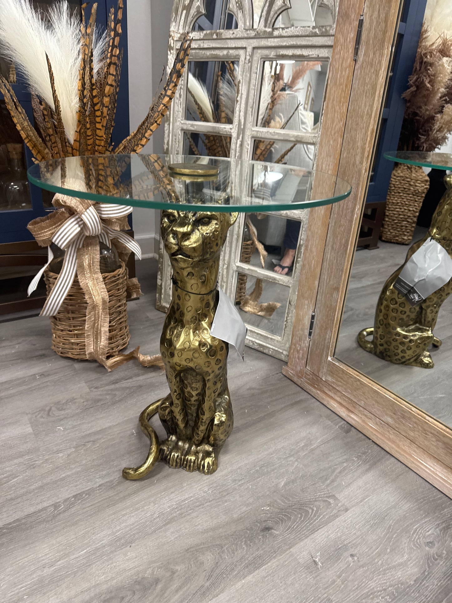 Glass leopard table
