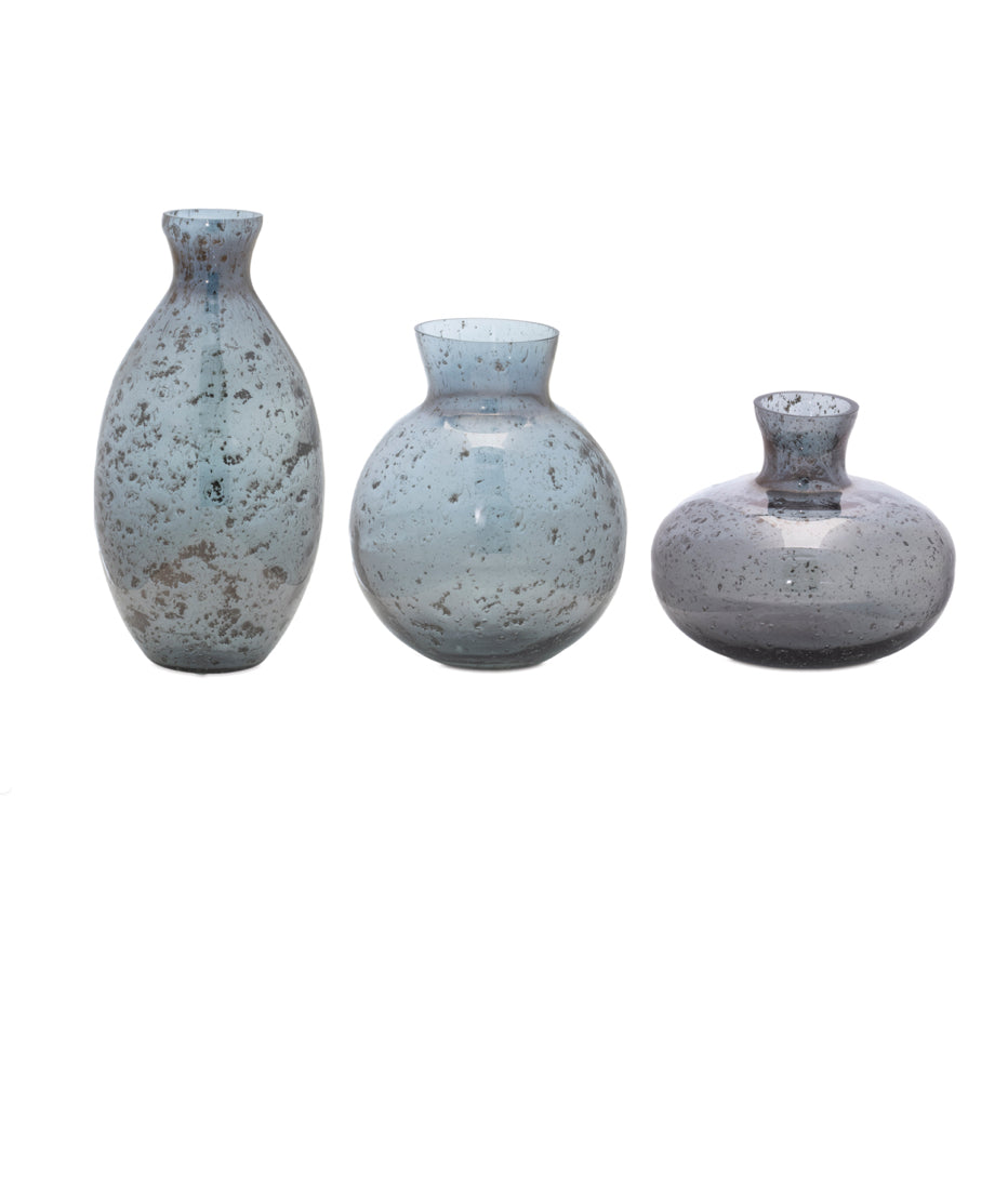 VASES 4"H, 5.5"H, 7.75"H GLASS