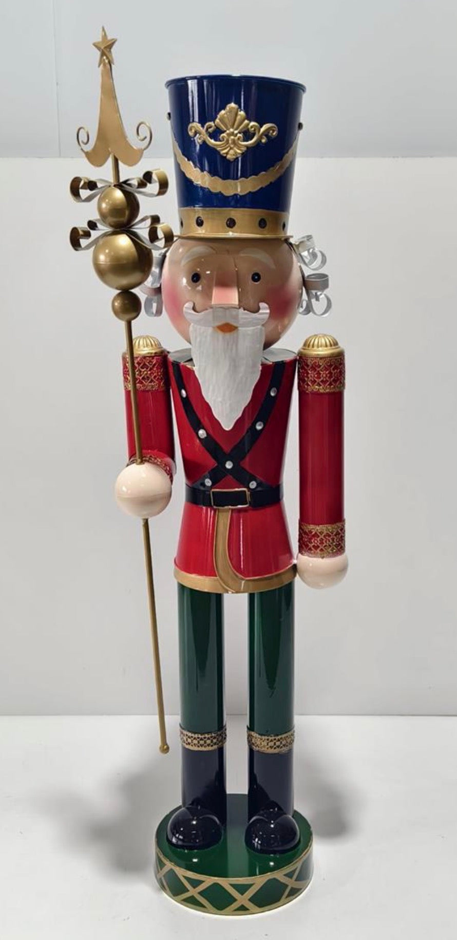 47.5"H X 16"L METAL NUTCRACKER SOLDIER RED/GREEN/BLUE/GOLD