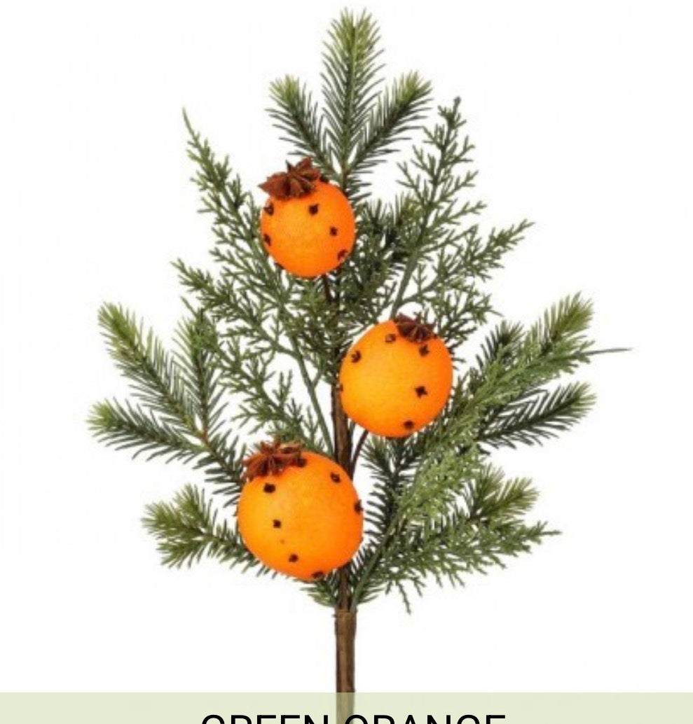 18" EVERGREEN W/ORANGE CLOVE PICK