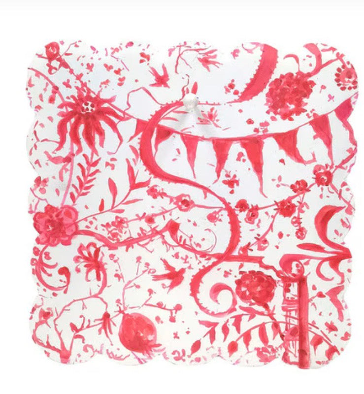 Red Chinoiserie Scallop Display Board