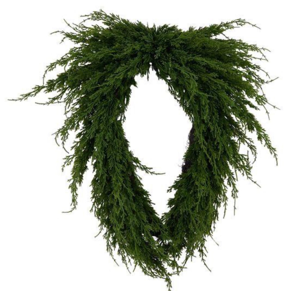 27"L X 19"W SOFT TOUCH OPEN TEARDROP BRIGHT GREEN WREATH