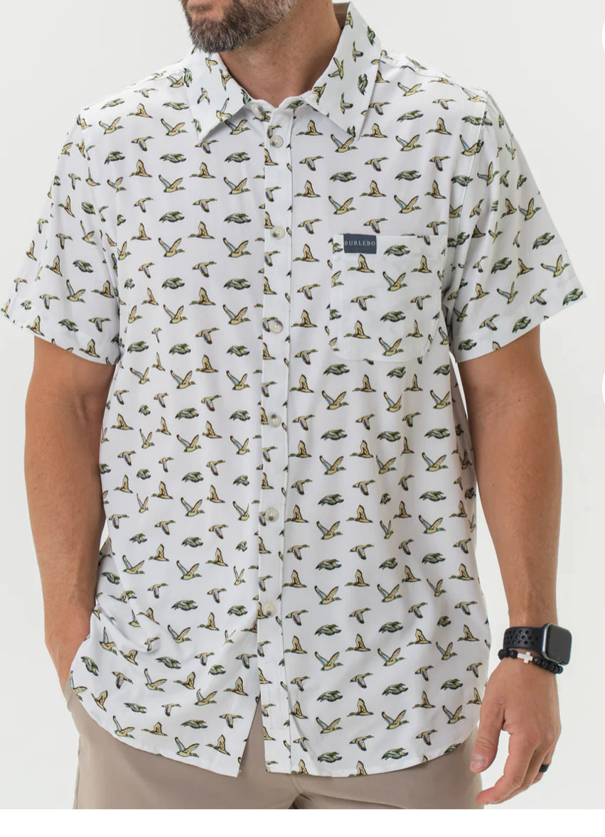 Performance Button Up - Flying Mallard Ducks