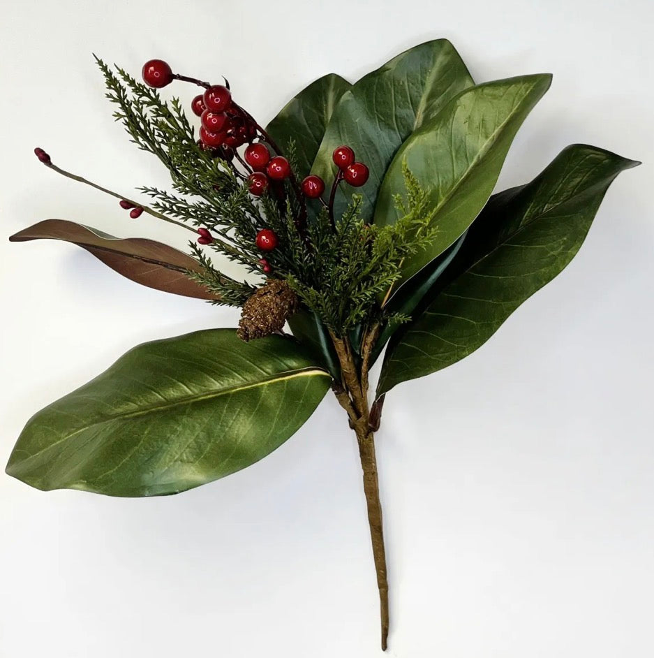 14IN MAGNOLIA BERRY SPRAY