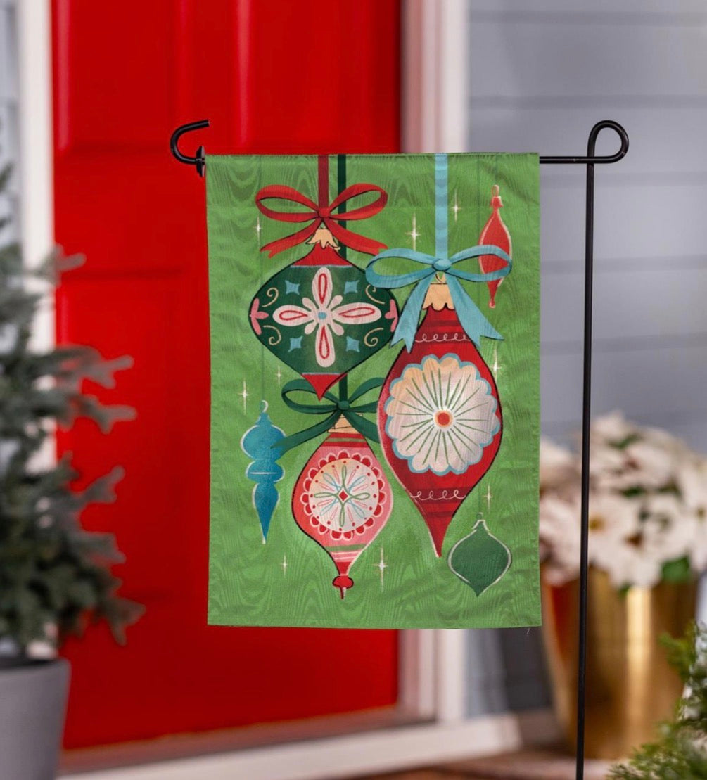 Heartfelt Cheer Ornaments Moire Garden Flag