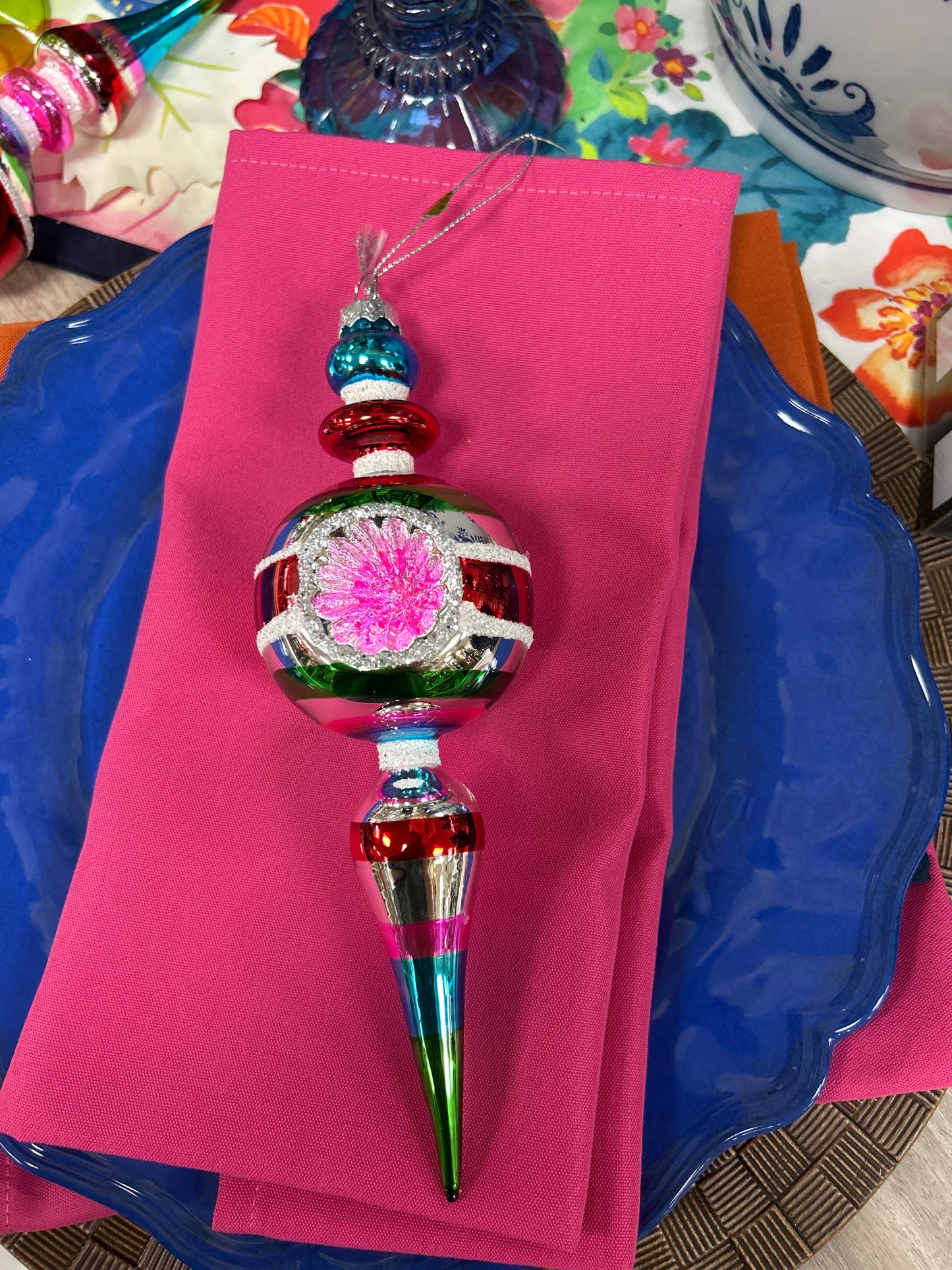 8.5" Striped Vintage Finial Ornaments