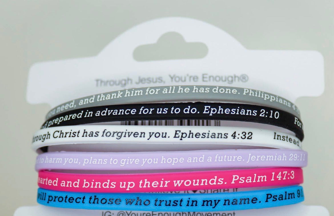 Set of Six Silicon Scripture Bracelets