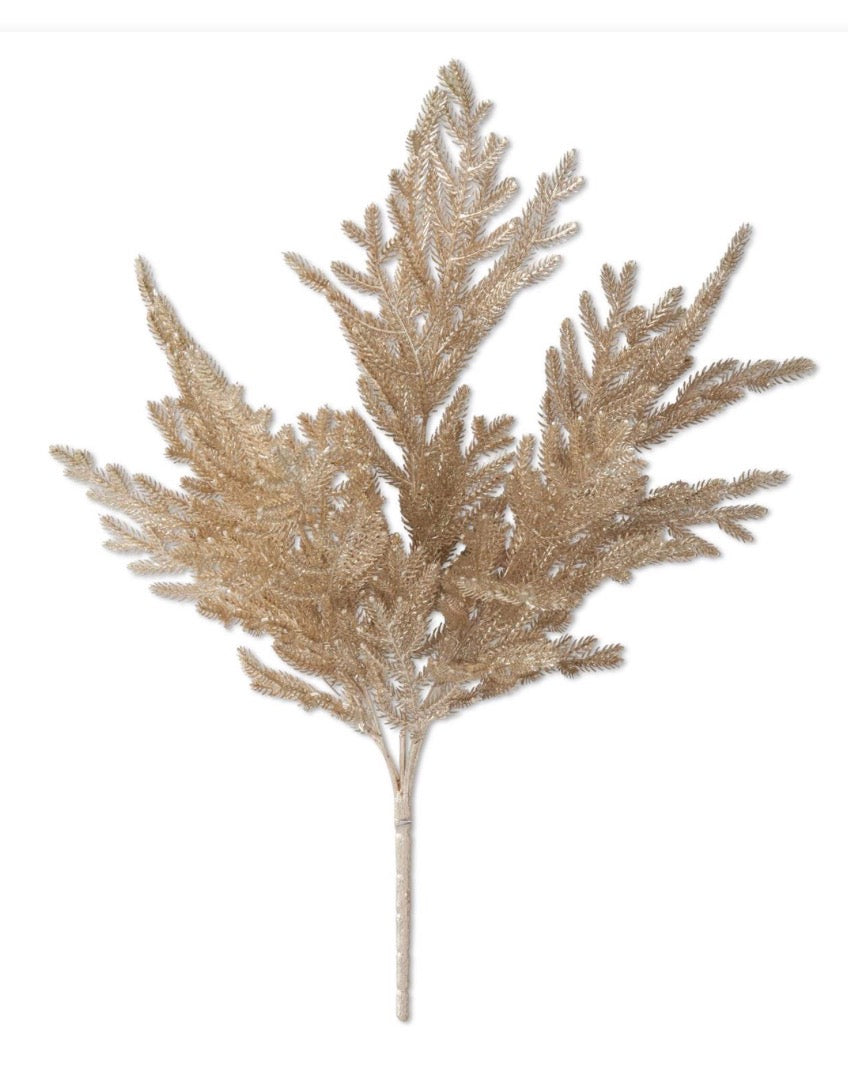 20.5 Inch Gold Glittered Pine Bush