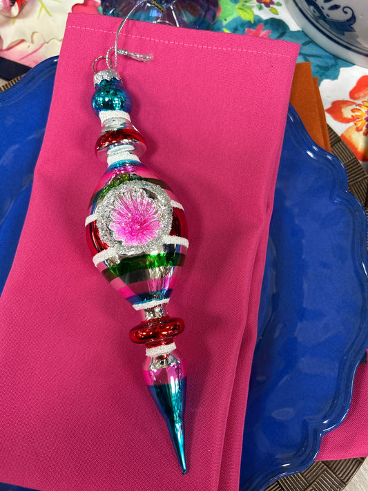 8.5" Striped Vintage Finial Ornaments