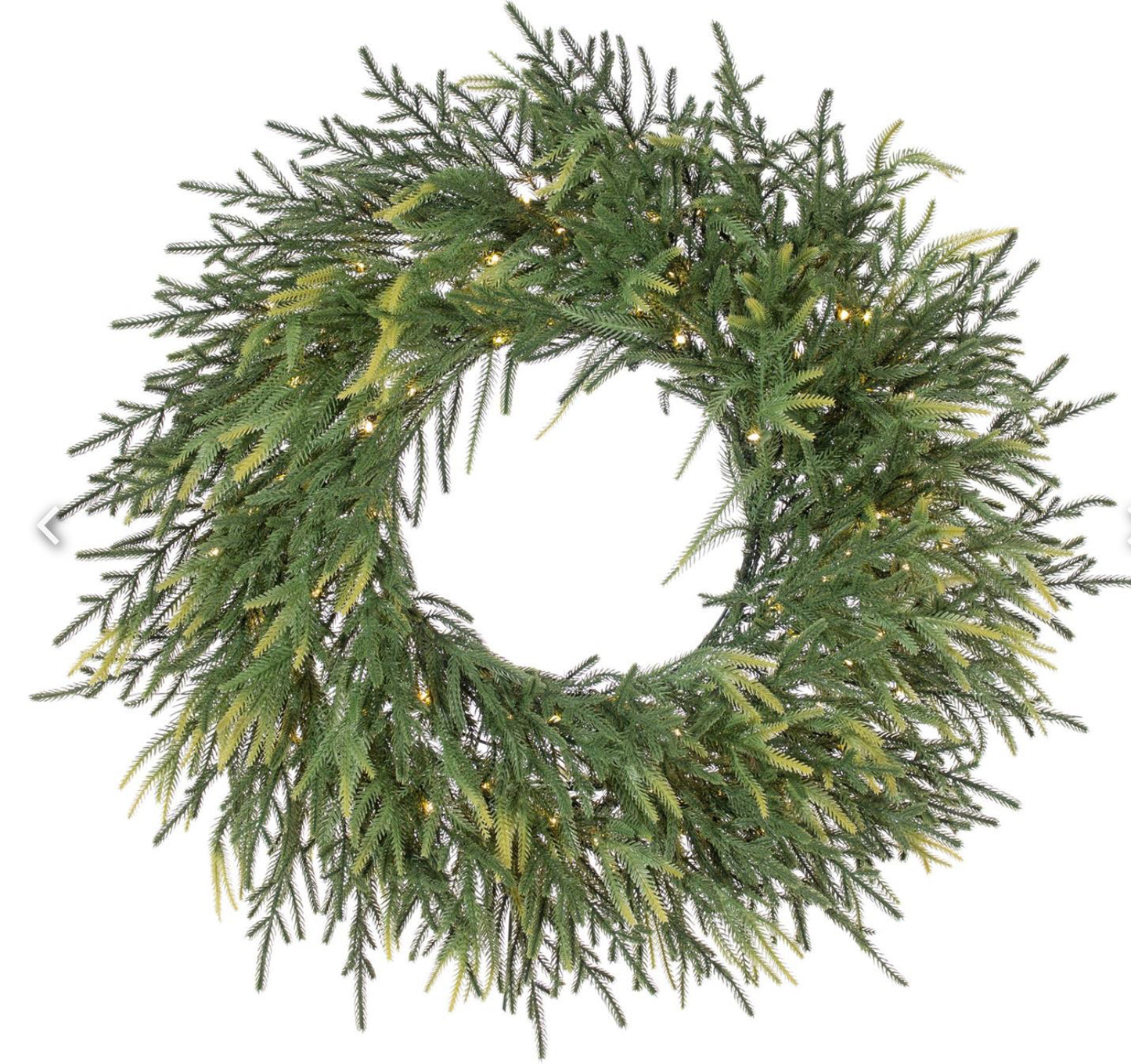 30" SPINDAL FIR WREATH W/100 WW MICRO LED LIGHTS