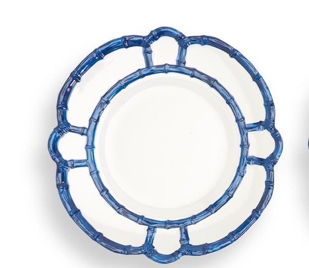 Blue Bamboo Dinner Plates with Bamboo Rim