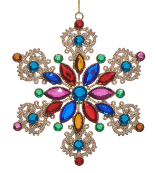 5.5" Multicolor Jewel Snowflake Ornament