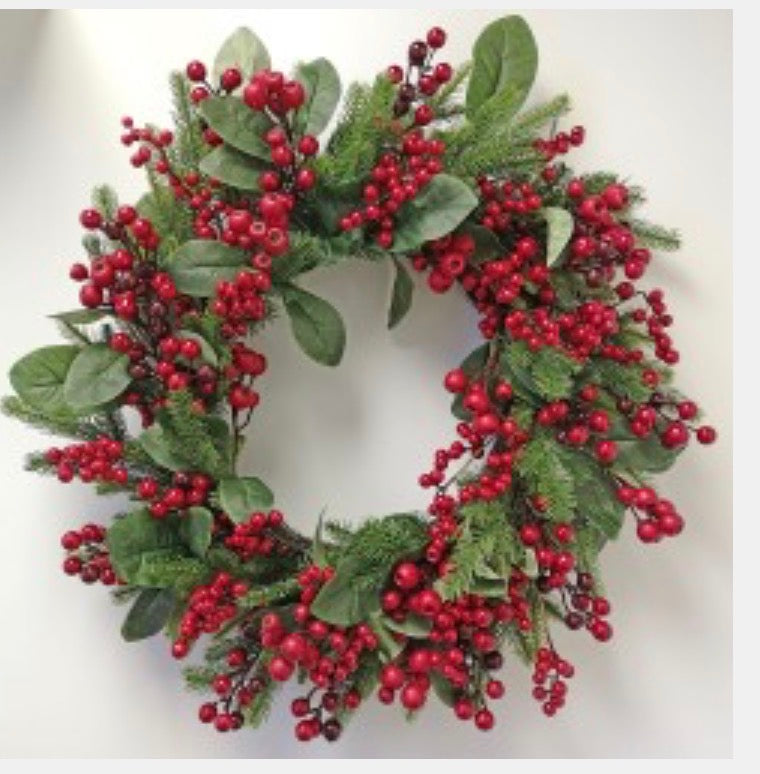 28IN BAYLEAF BERRY WREATH