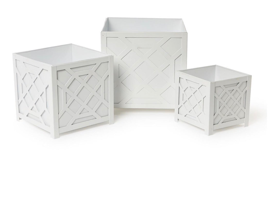 Laser Fretwork Square Metal Planters