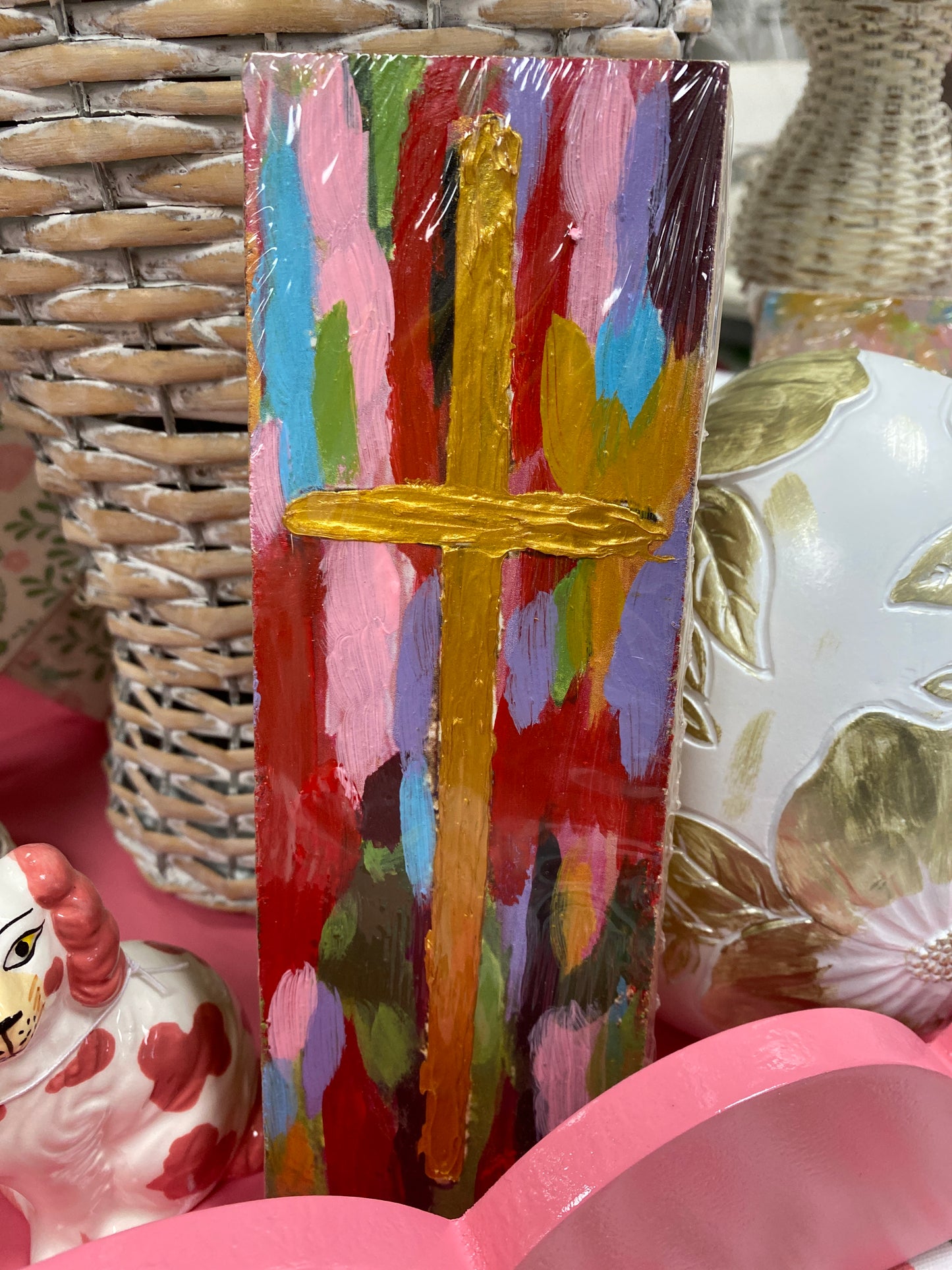 Cross and wooden block brights