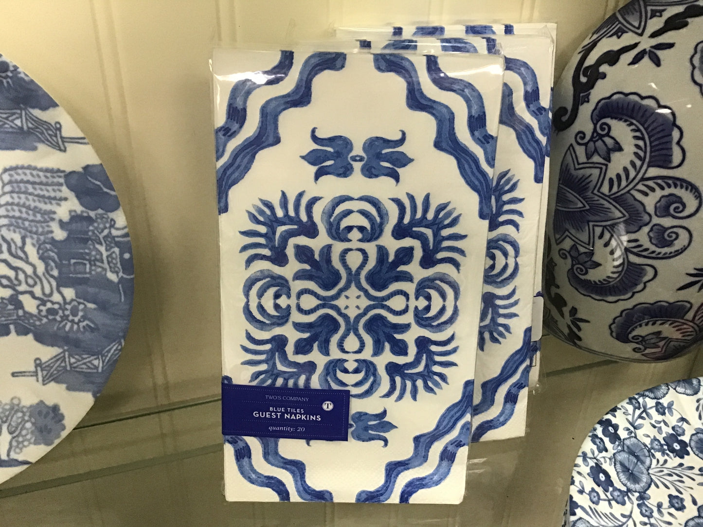 Blue tile paper, napkins