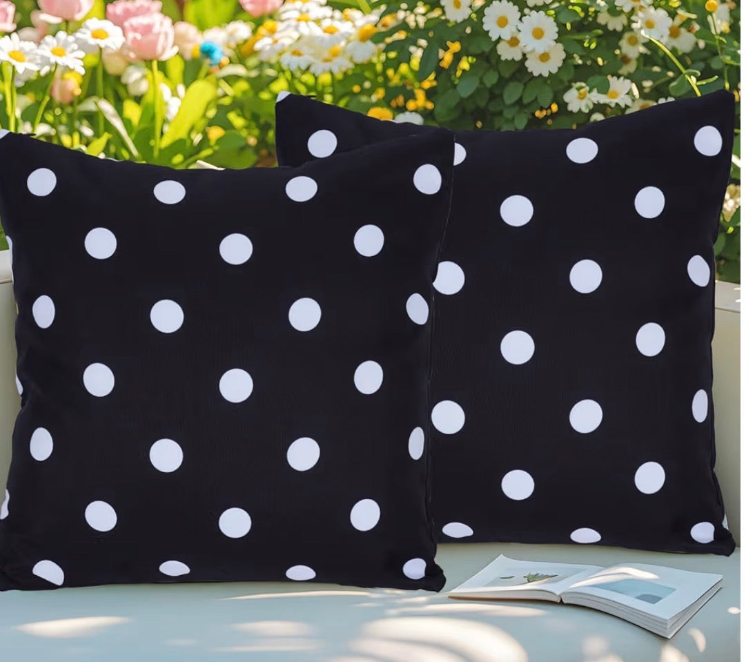 Black and White Polka Dot Pillow Cover