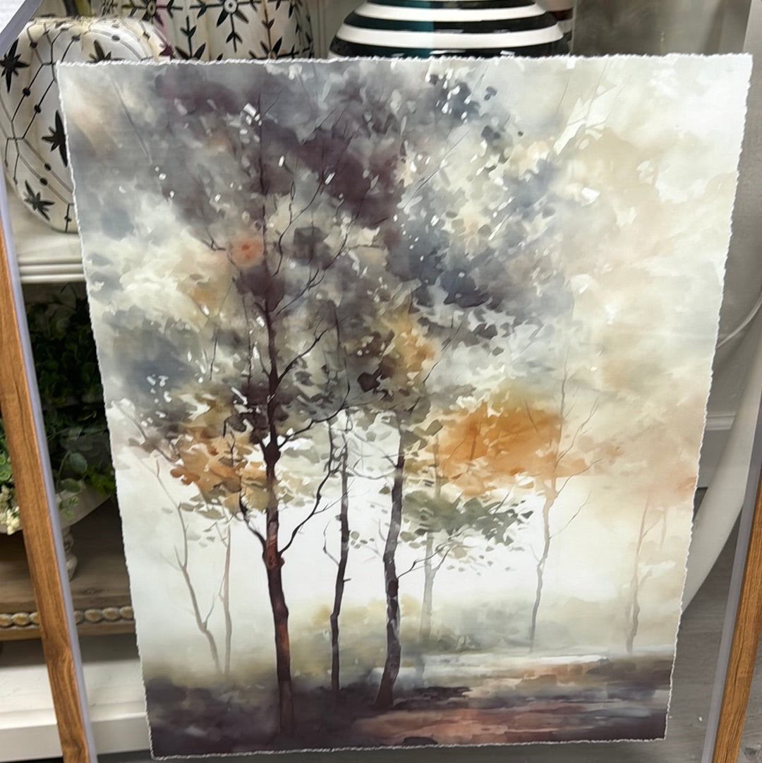 Trees in framed glass wall art