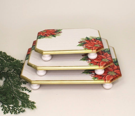 Wood Risers with Poinsettias