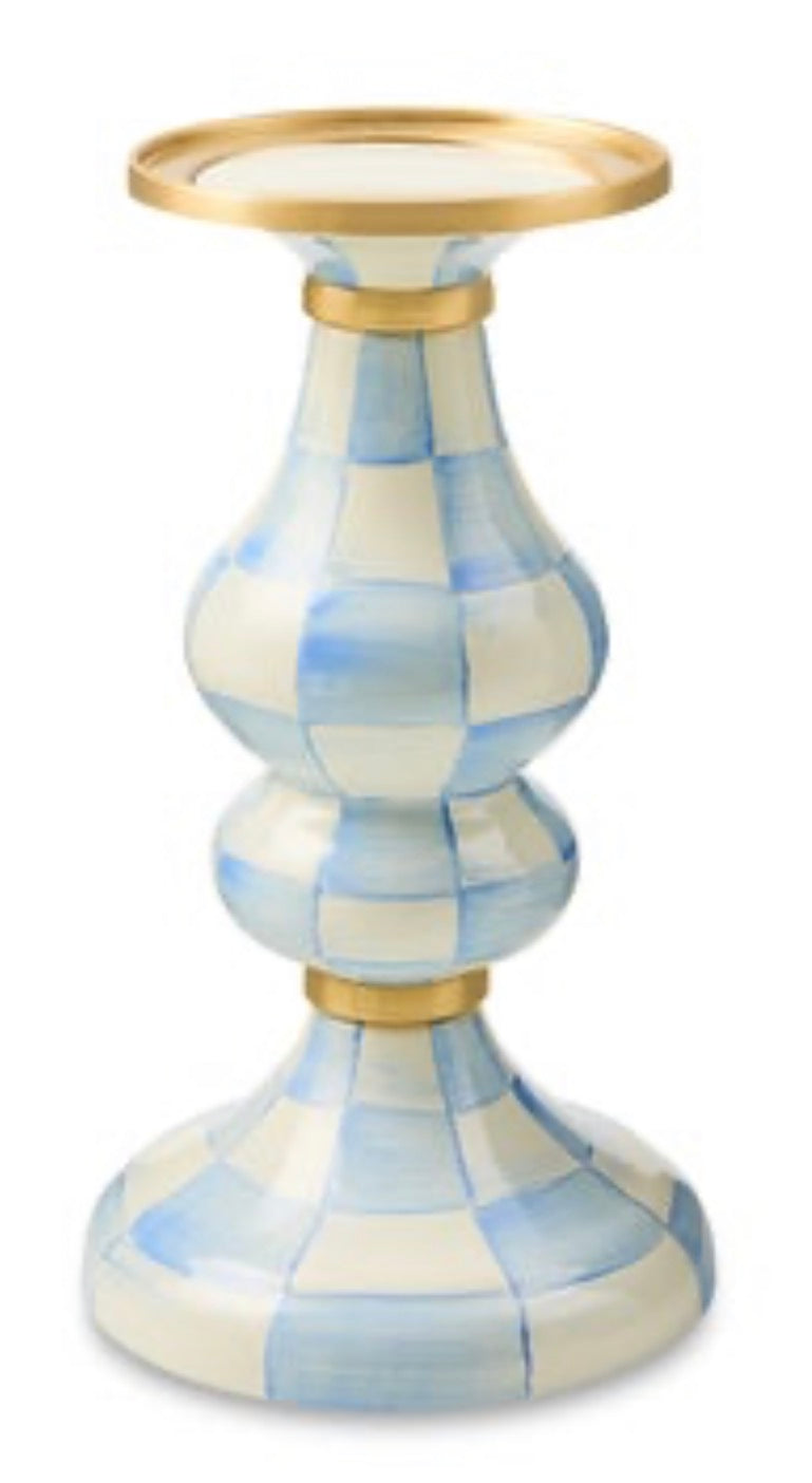 Sky Check Medium Pillar Candlestick