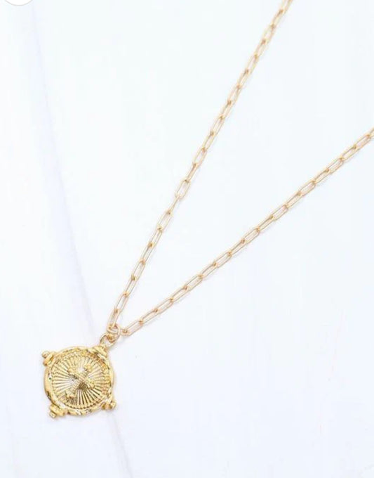 Capitola Cross Necklace Worn Gold