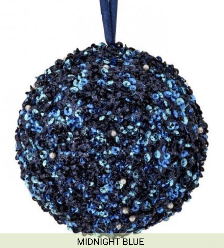 5" SEQUIN/BEAD/GLITTER BALL ORNAMENT