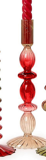 Holiday Ombre Hand-Blown Glass Candlesticks