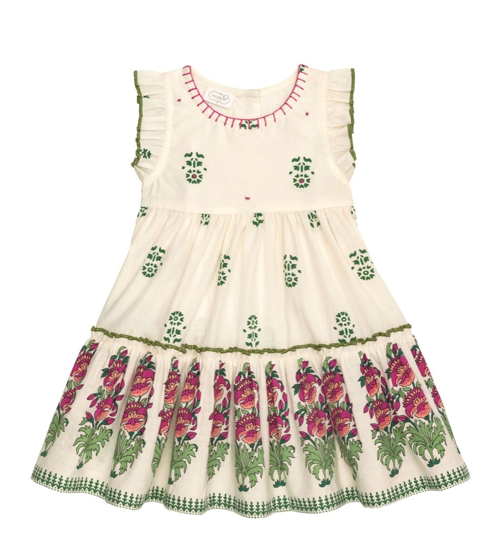 IVORY BLOCK PRINT DRESS