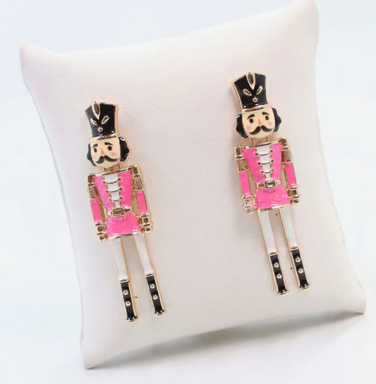 Naughty or Nice Nutcracker Earring Hot Pink