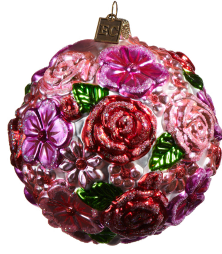 4" Colorful Flower Ball Ornament