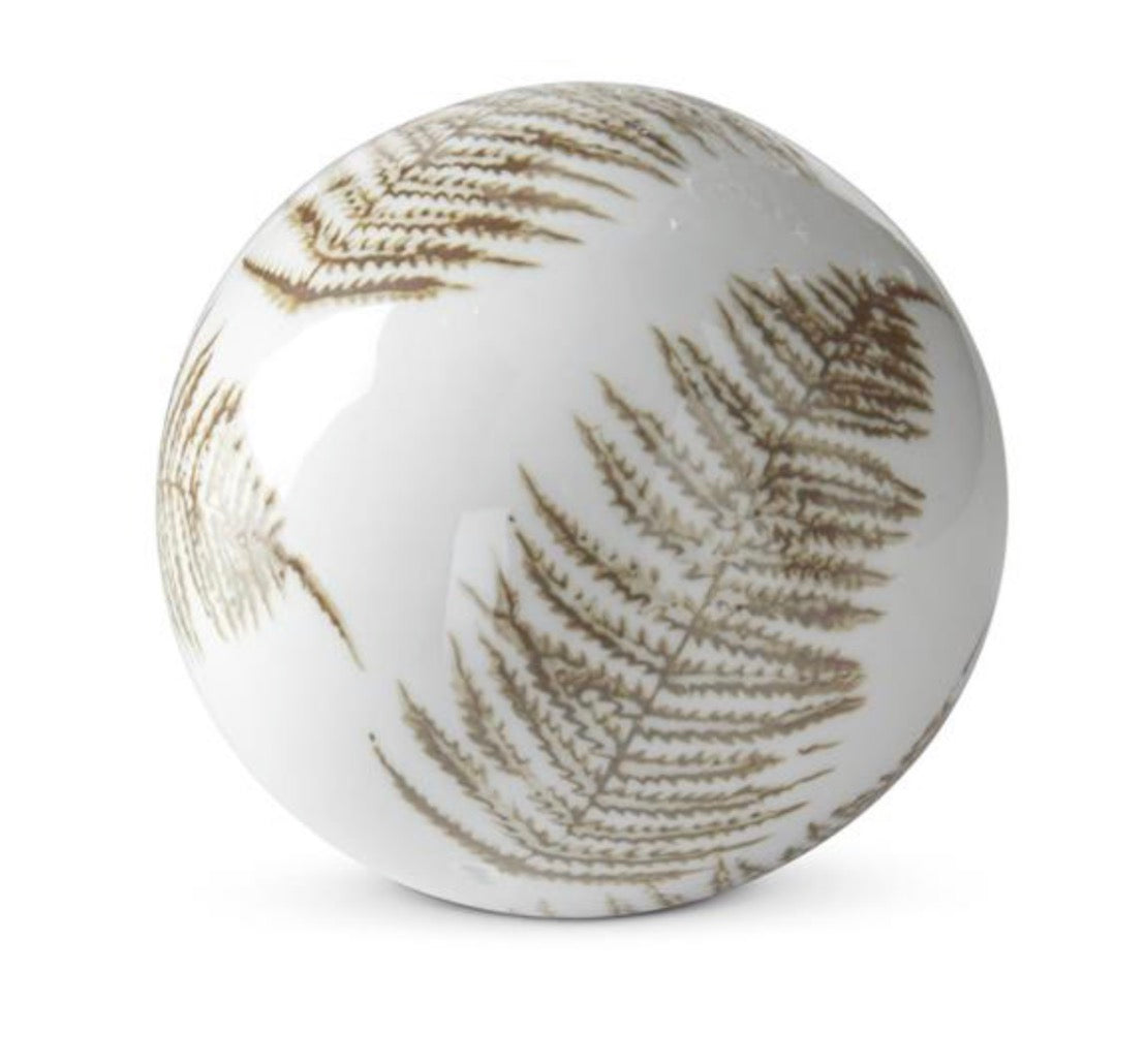 Brown & Cream Ceramic Fern Ball