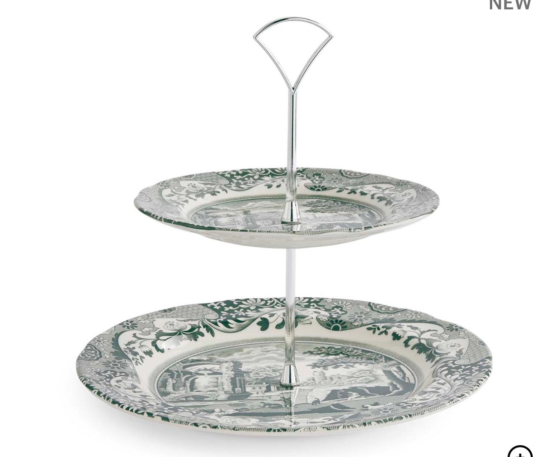 Heritage Green Italian 2 Tier Cake Stand