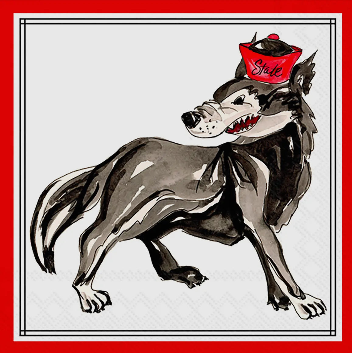 Paper Cocktail Napkins 20 Ct Red Wolf Hometown Pride