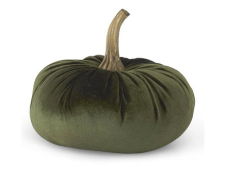 7.25 Inch Green Velvet Stuffed Pumpkin
