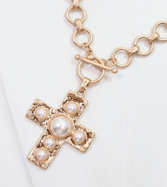 Clampett Cross Necklace Gold