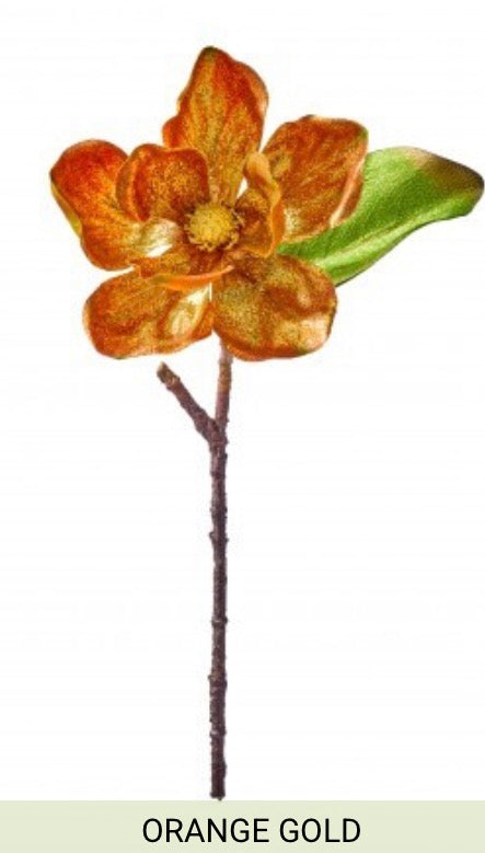 17" METALLIC GLITTER MAGNOLIA STEM
